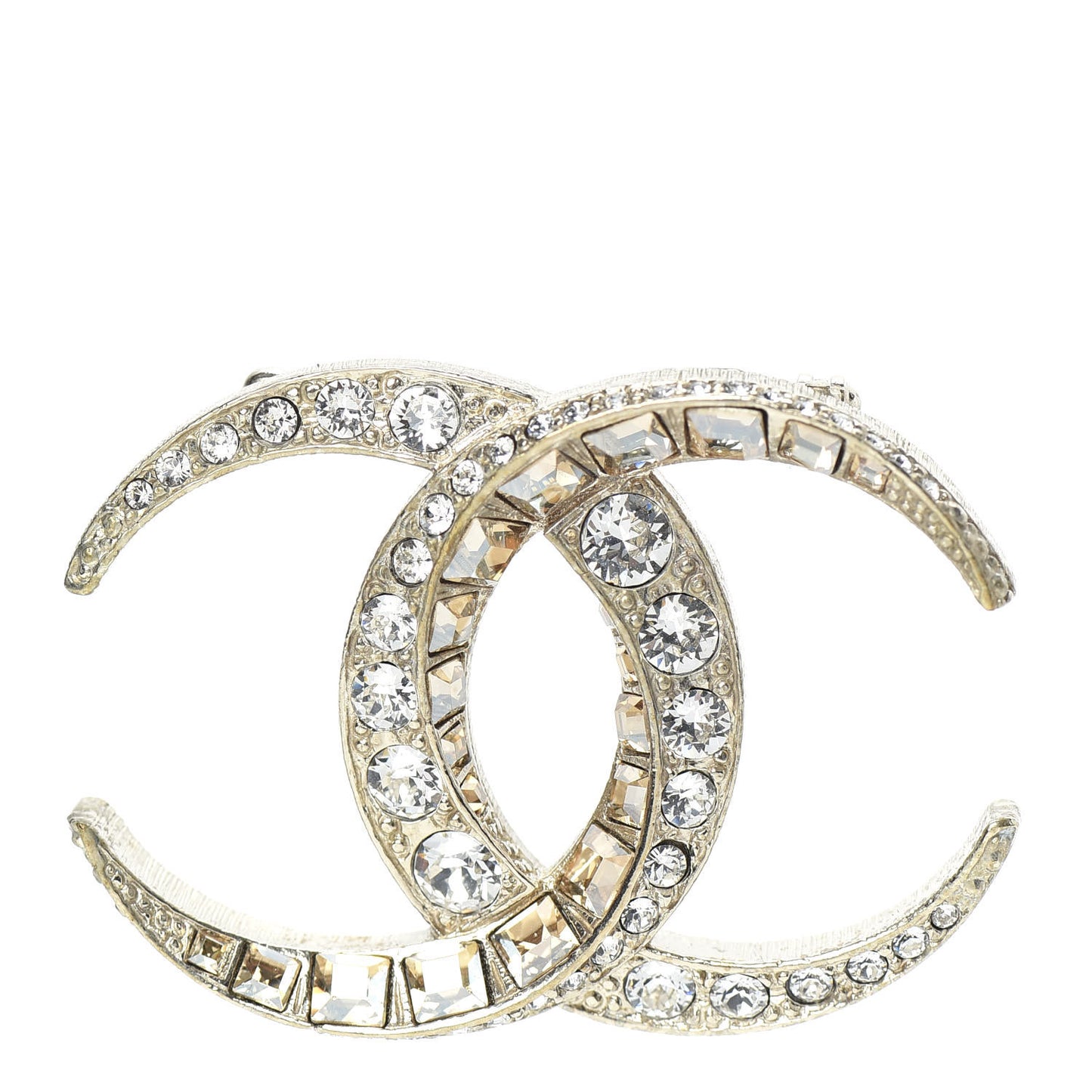 Baguette Crystal Dubai CC Brooch Gold