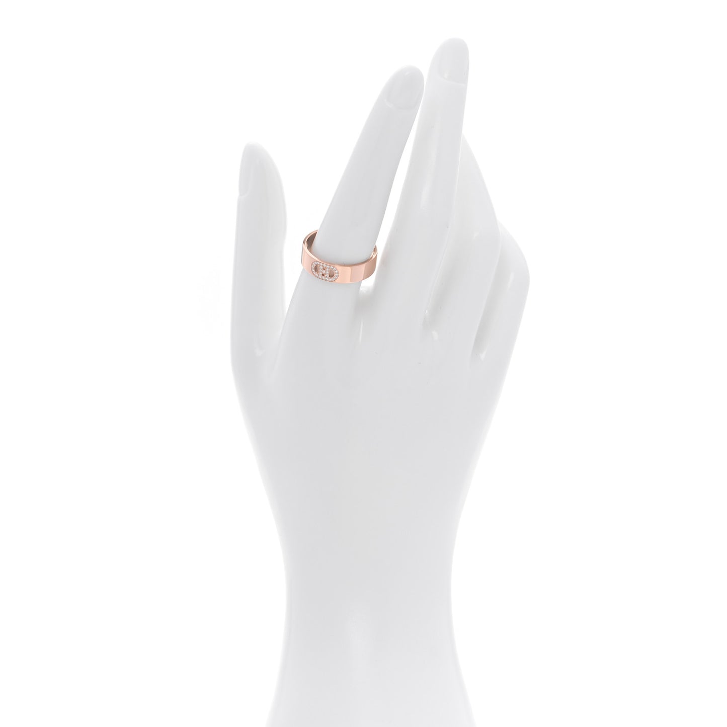 18K Rose Gold Diamond PM H D'Ancre Ring 58 8.5