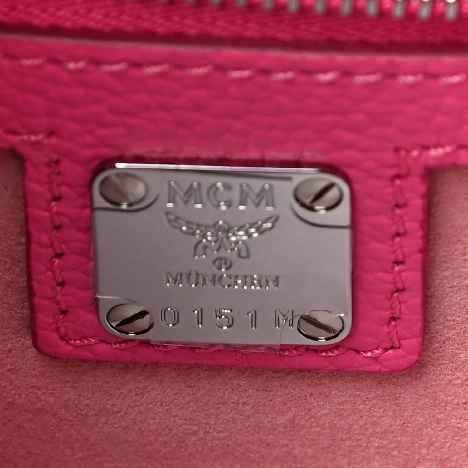 MCM Grained Calfskin Small Patricia Satchel Sugar Pink 6 of 10