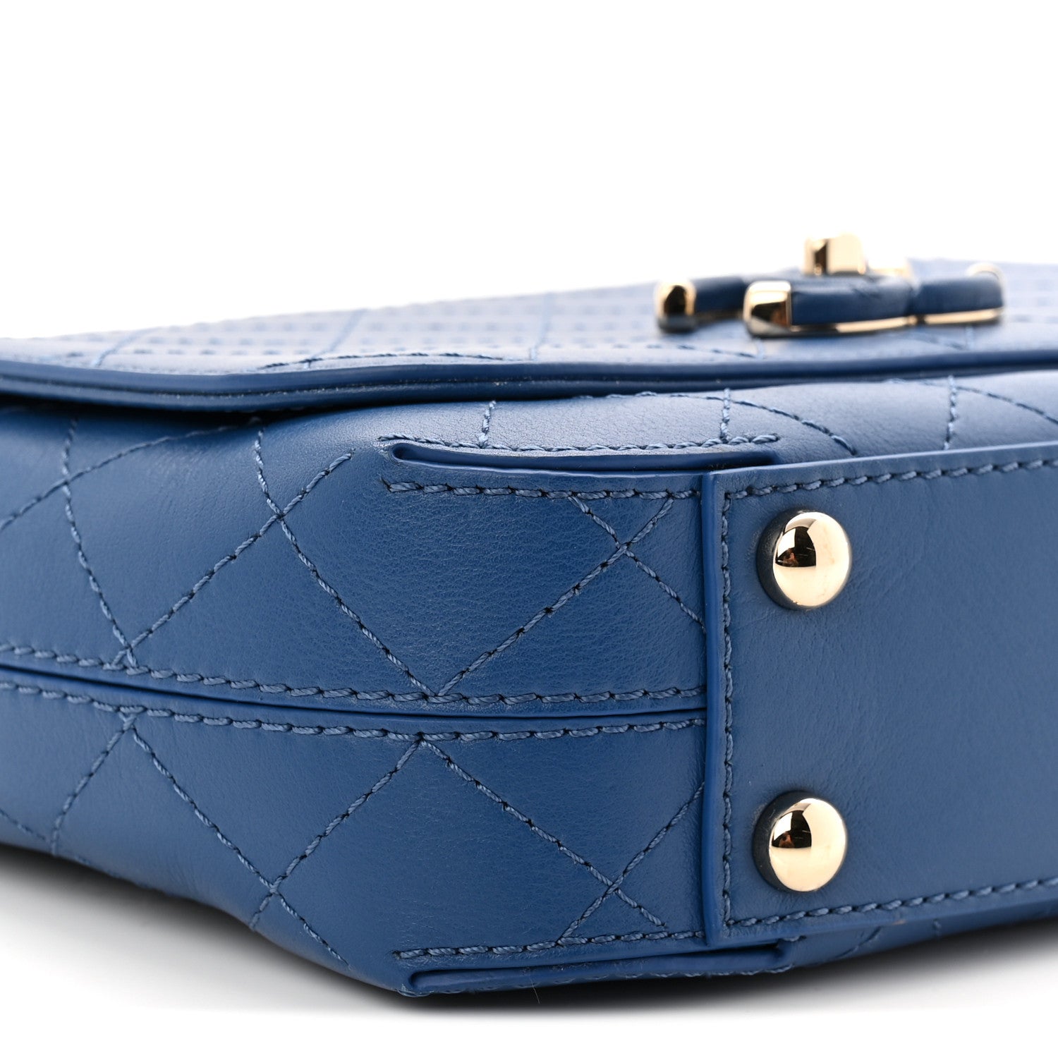 Chanel Calfskin Stitched Small Covered CC Flap Bag Blue 9 of 10
