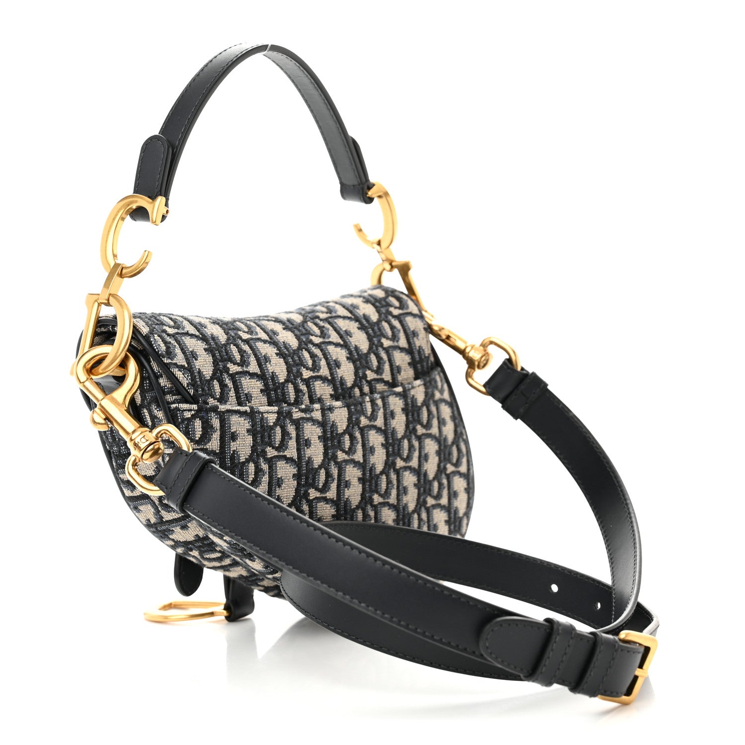 Christian Dior Oblique Mini Saddle Bag With Strap Blue 4 of 10