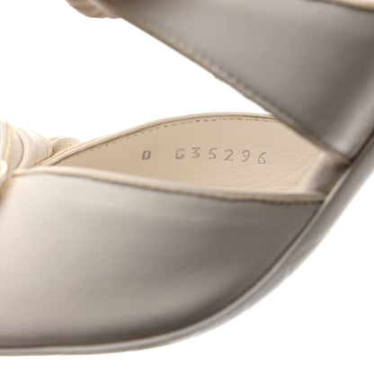 Chanel Lambskin Bow CC Sandal Pumps 38 White 8 of 9