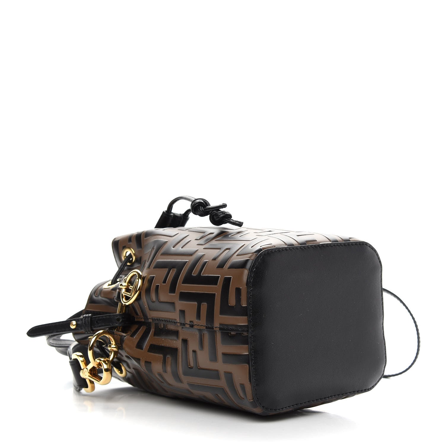 Fendi Vitello Liberty F is Fendi Bi-Color FF 1974 Embossed Mini Mon Tresor Bucket Bag Maya Black 3 of 8