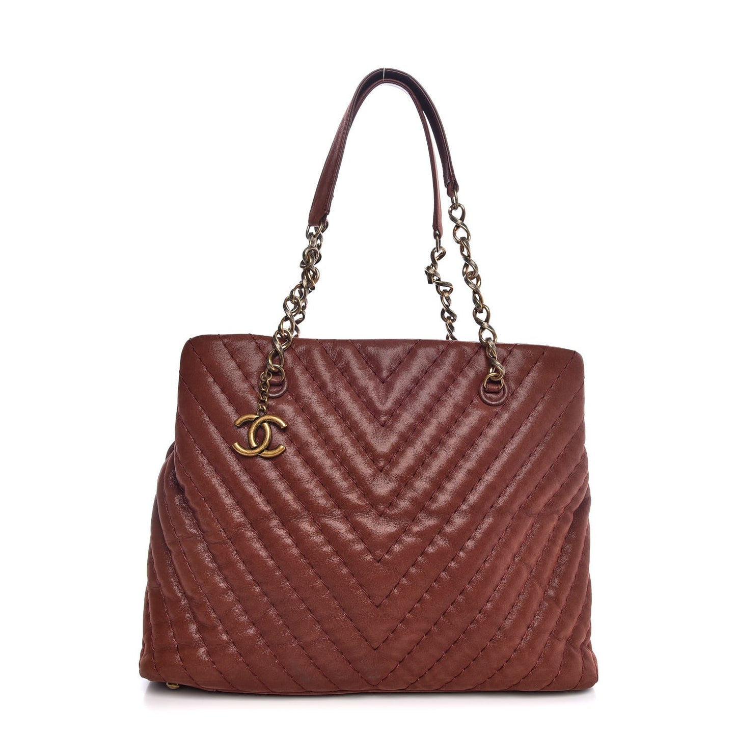 Iridescent Calfskin Chevron Quilted Surpique Tote Burgundy