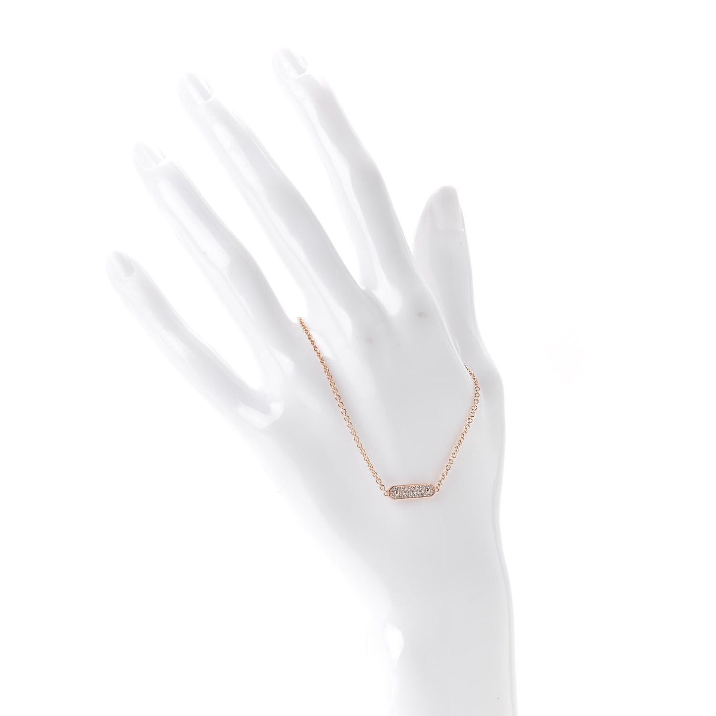 18K Rose Gold Diamond Tag Chain Bracelet