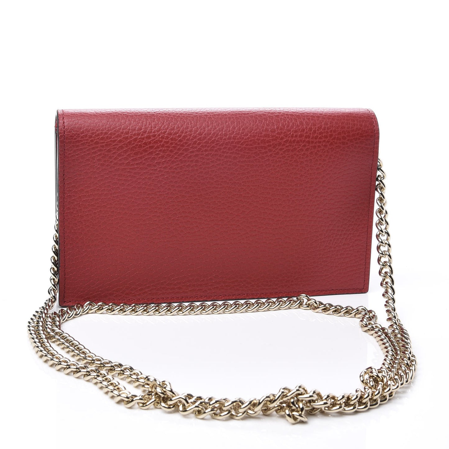 Dollar Calfskin Medium Betty Chain Wallet Red