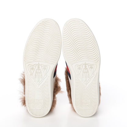 Gucci Calfskin Wool Web Bee Embroidered Mens Ace Sneakers 9.5 White 5 of 8