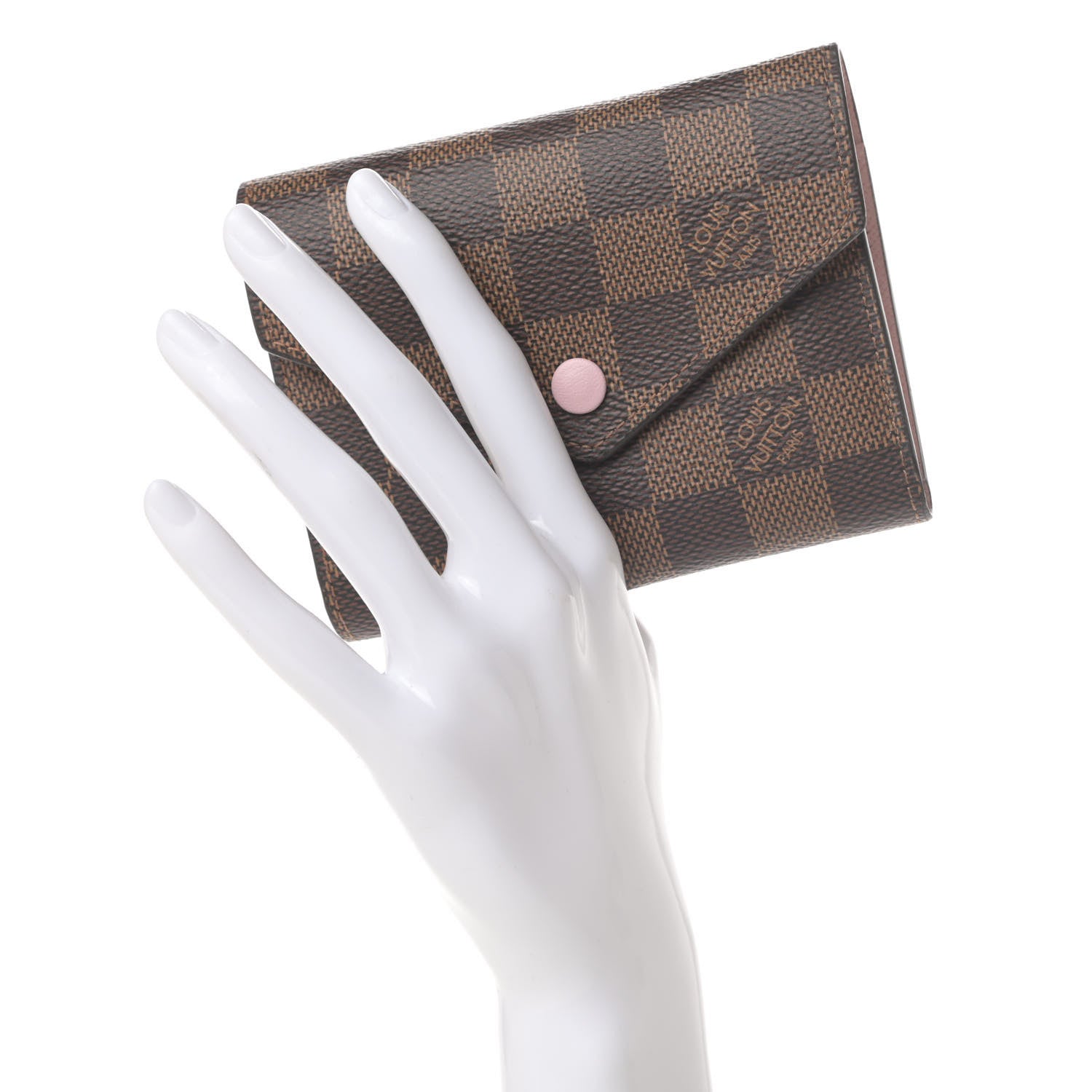 Louis Vuitton Damier Ebene Victorine Wallet Rose Ballerine 2 of 6