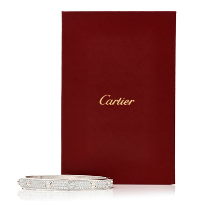 Cartier 18K White Gold Diamond LOVE Paved Bracelet 18 7 of 7