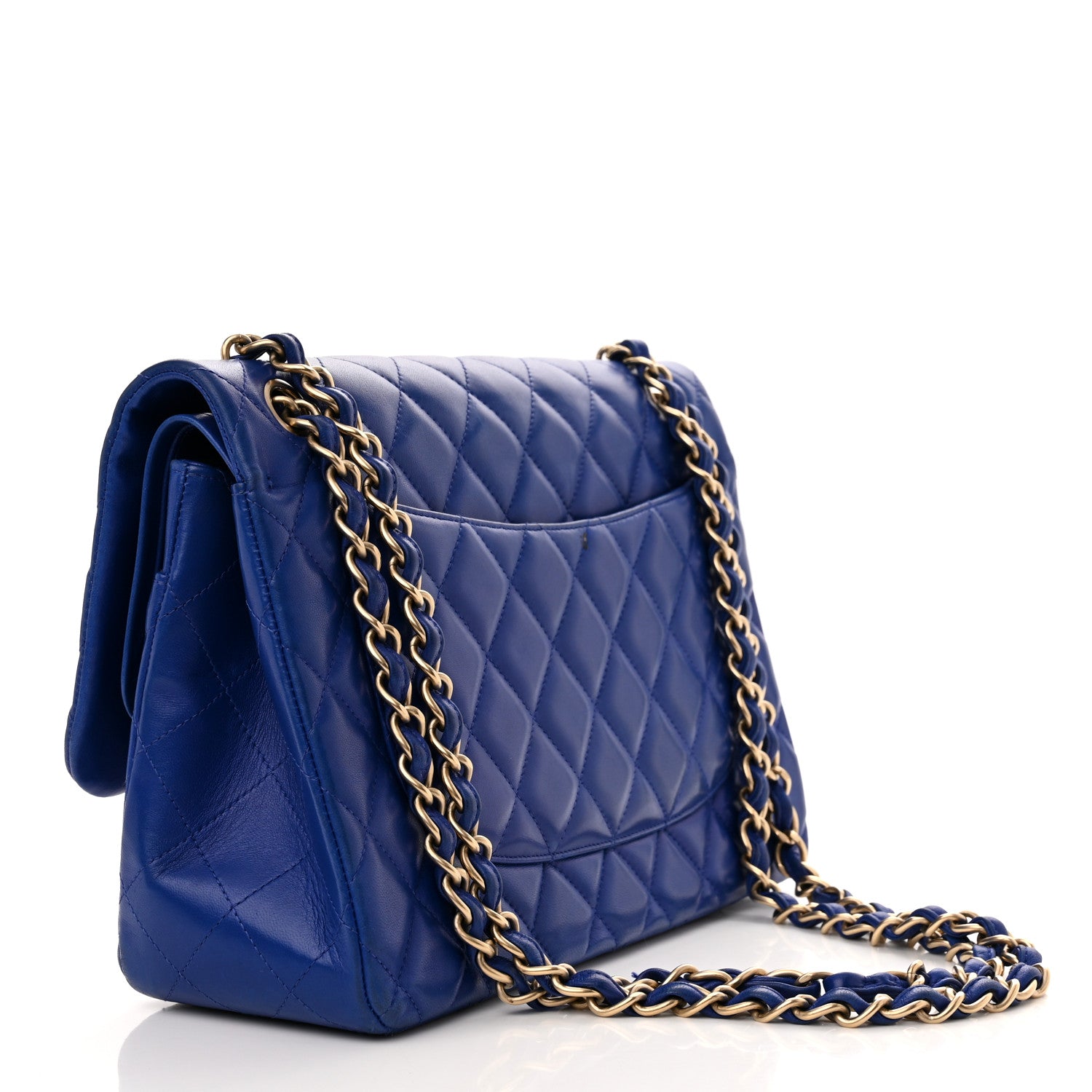 Chanel Lambskin Quilted Jumbo Double Flap Blue 3 of 18