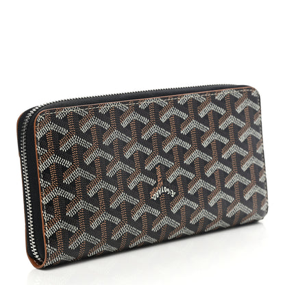 Goyard Goyardine Matignon Zip Around GM Wallet Black Gold 3 of 8