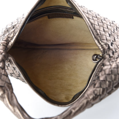 Bottega Veneta Metallic Grosgrain Intrecciato Medium Veneta Hobo Pewter 7 of 11