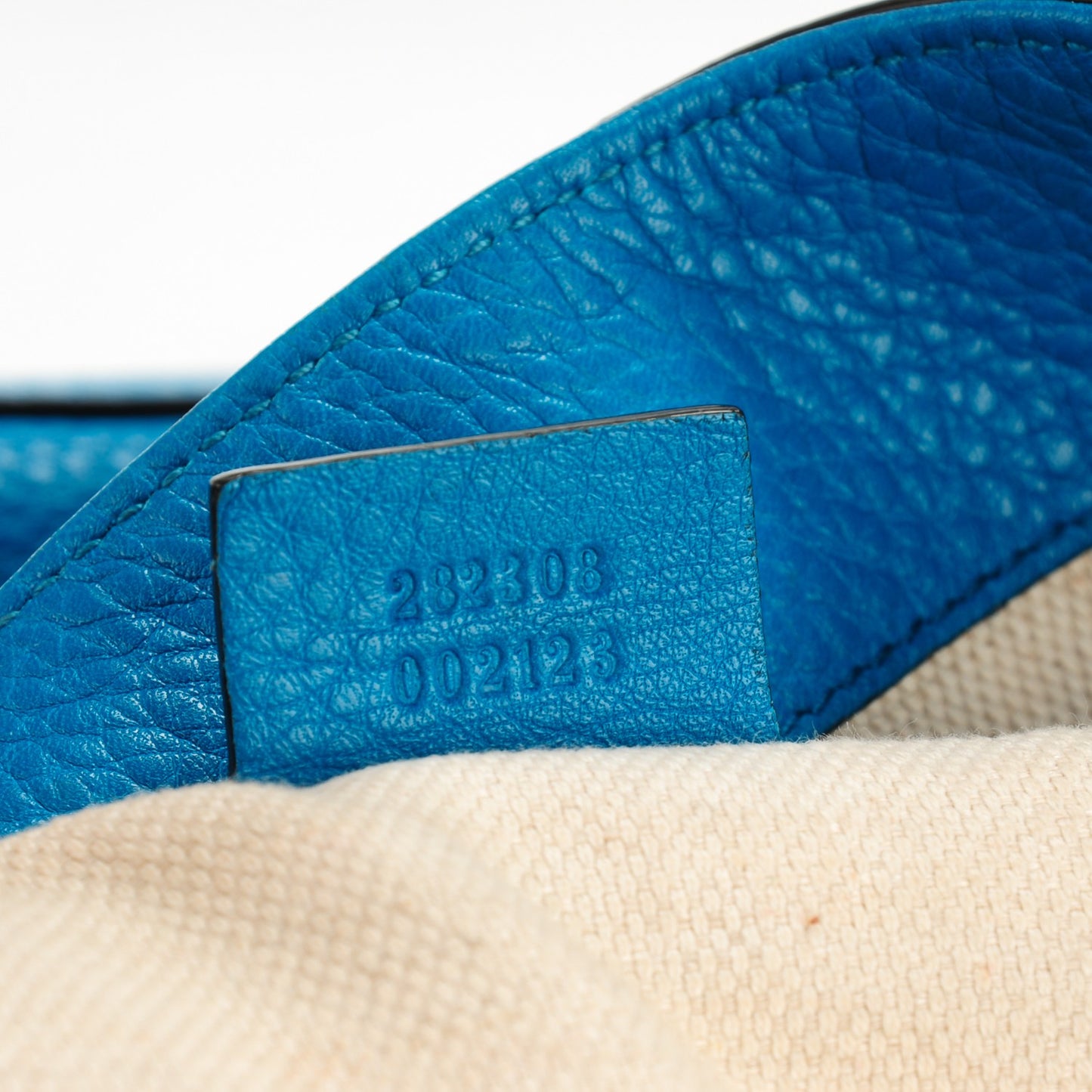 Pebbled Calfskin Large Soho Shoulder Bag Riviera Blue