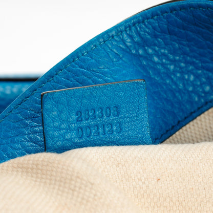 Gucci Pebbled Calfskin Large Soho Shoulder Bag Riviera Blue 7 of 7