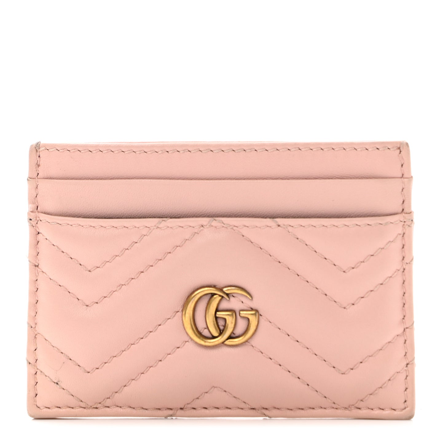 Calfskin Matelasse GG Marmont Card Holder Perfect Pink