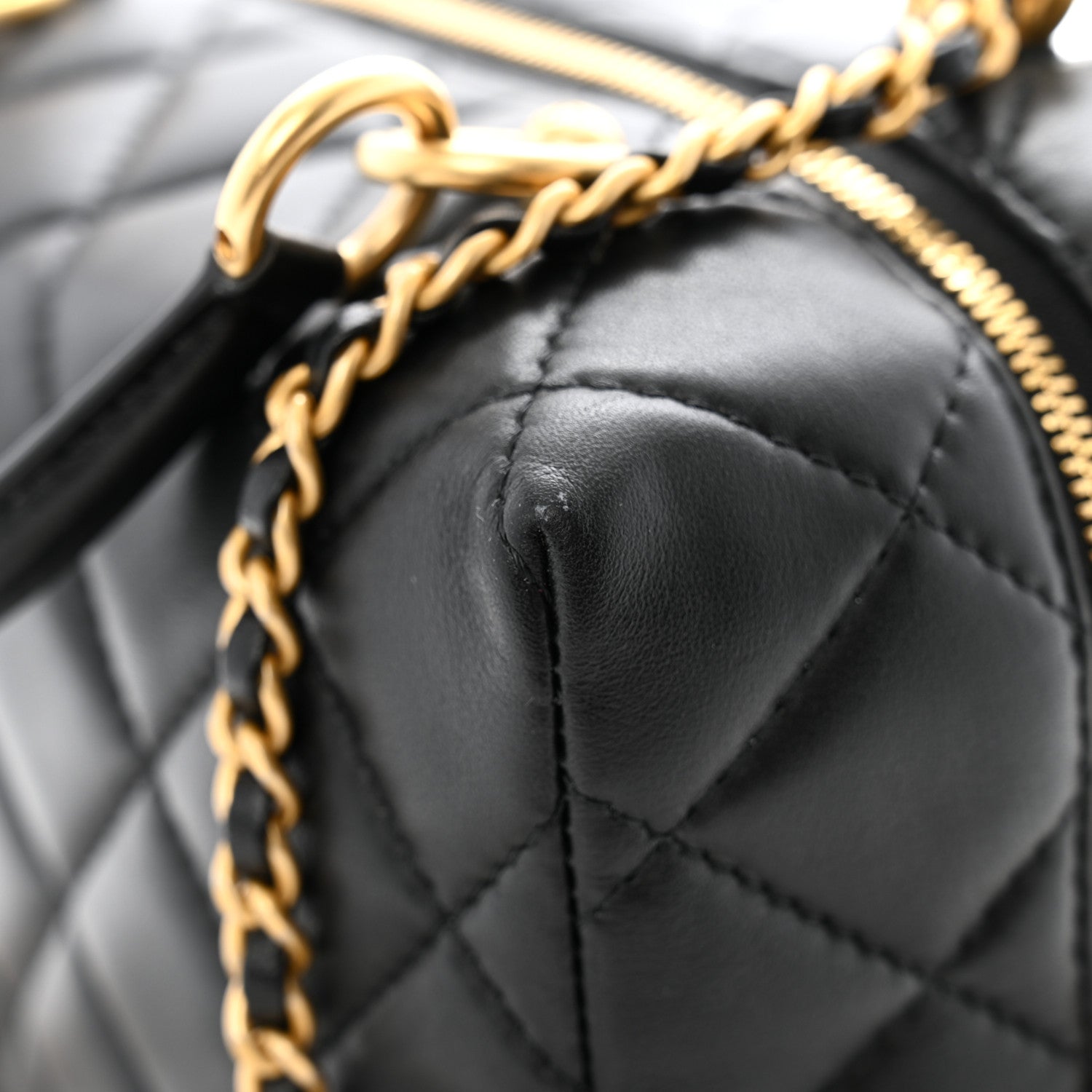 Chanel Lambskin Quilted CC Bowling Bag Black 13 of 14