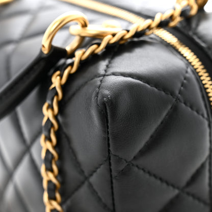Chanel Lambskin Quilted CC Bowling Bag Black 13 of 14
