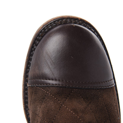 Chanel Suede Calfskin Shearling Cap Toe CC Short Boots 38 Brown 11 of 13