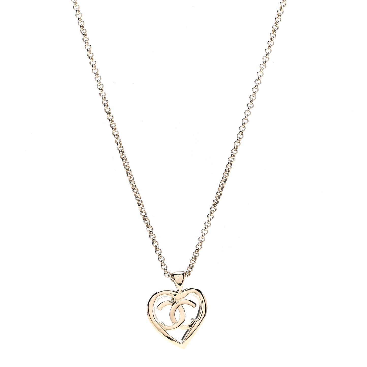 CC Heart Chain Pendant Necklace Gold