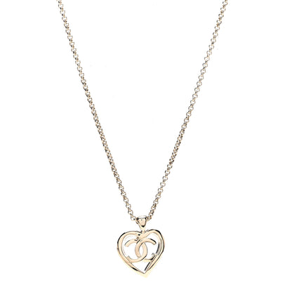 Chanel CC Heart Chain Pendant Necklace Gold 1 of 7