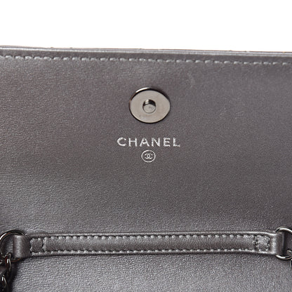 Chanel Lambskin Quilted Pearl My Shoulder Mini French Wallet On Chain WOC Silver 6 of 13