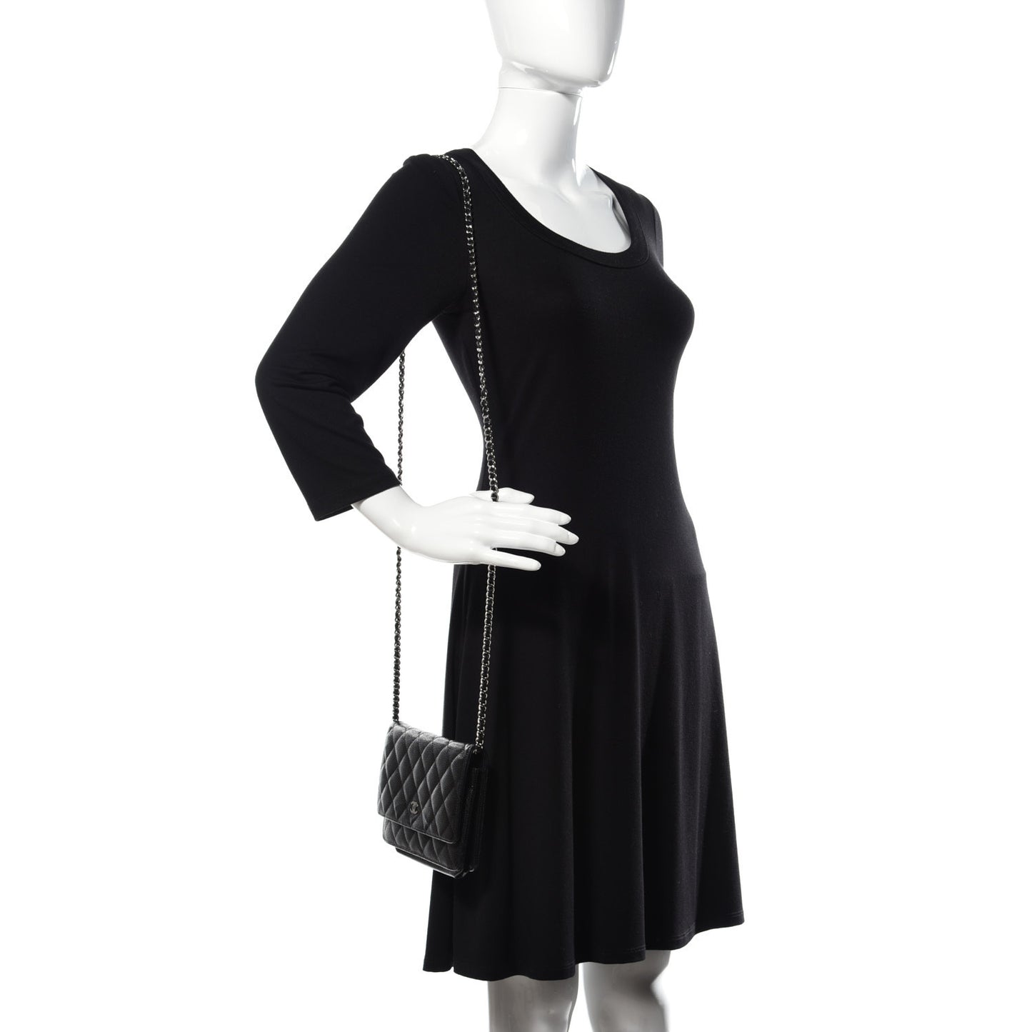 Caviar Quilted Wallet On Chain WOC Black