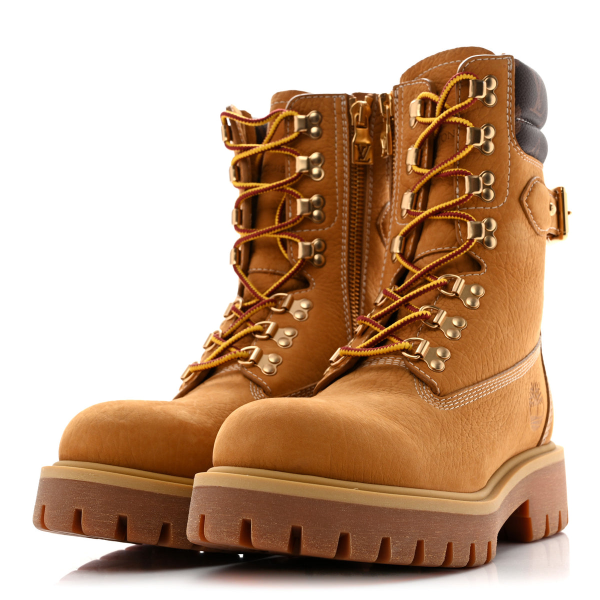X TIMBERLAND Grained Calfskin Monogram Mens Ranger Boots 8.5 Wheat
