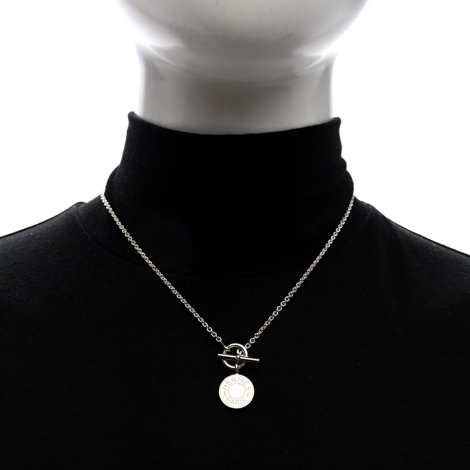 Hermes Sterling Silver Amulettes H Confettis Pendant Necklace 2 of 5