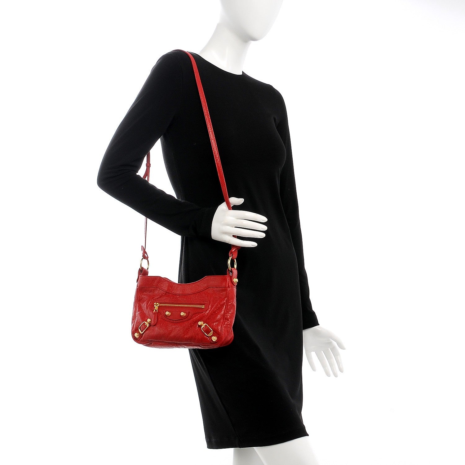 Balenciaga Agneau Giant 12 Gold Hardware Hip Rouge Lipstick 2 of 7