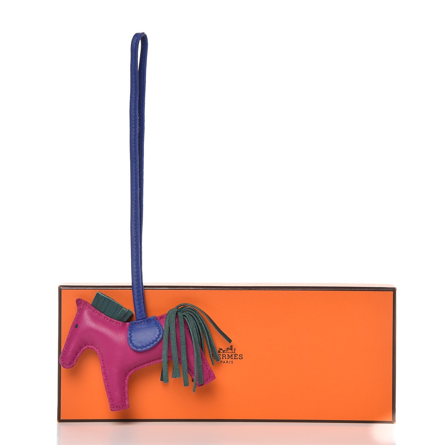 Hermes Milo Lambskin Grigri Rodeo Horse Bag Charm PM Rose Pourpre Bleu Electrique Malachite 5 of 5
