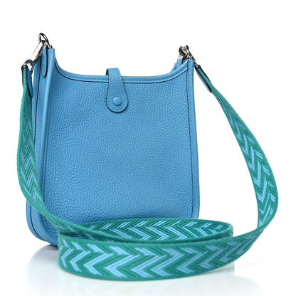 Hermes Taurillon Clemence Zigzag Sangle Evelyne TPM Bleu du Nord Vert Veronese 3 of 11