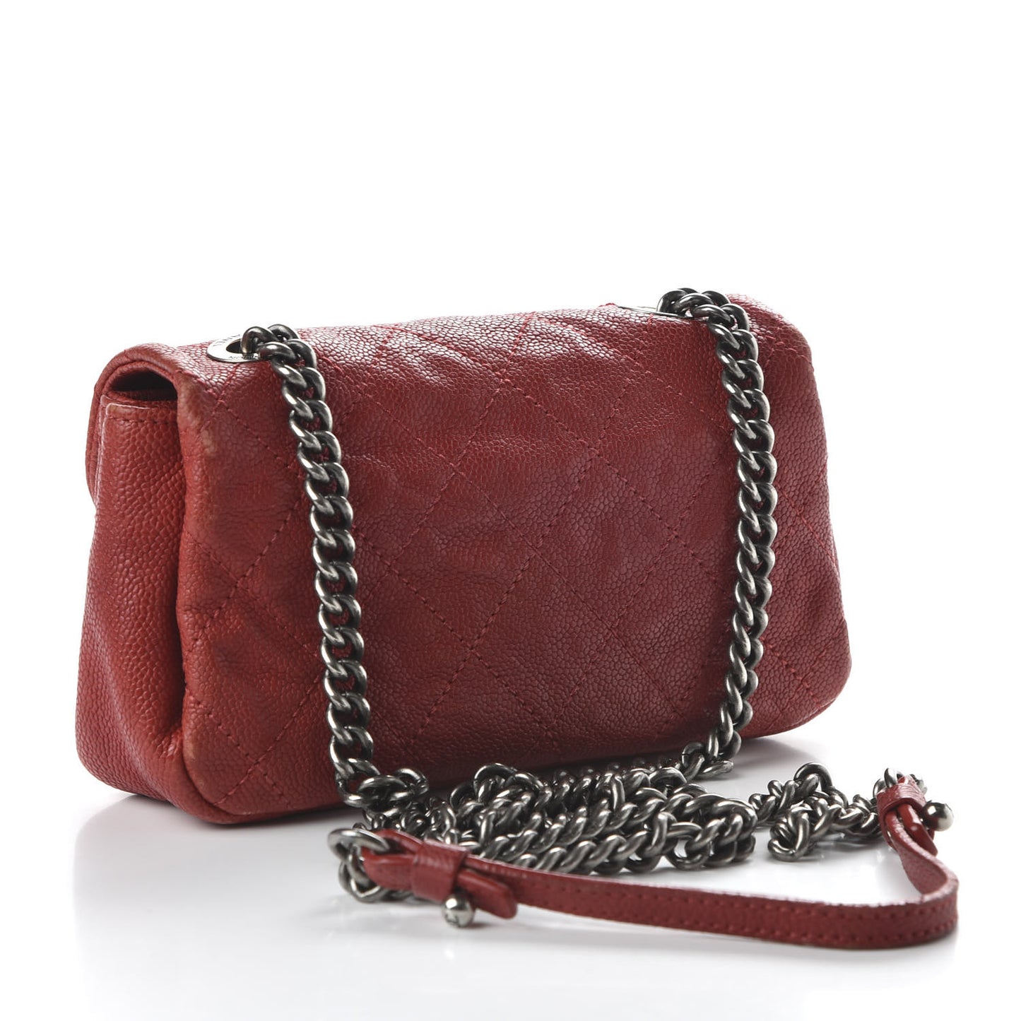 Caviar Quilted Mini Simply CC Flap Red