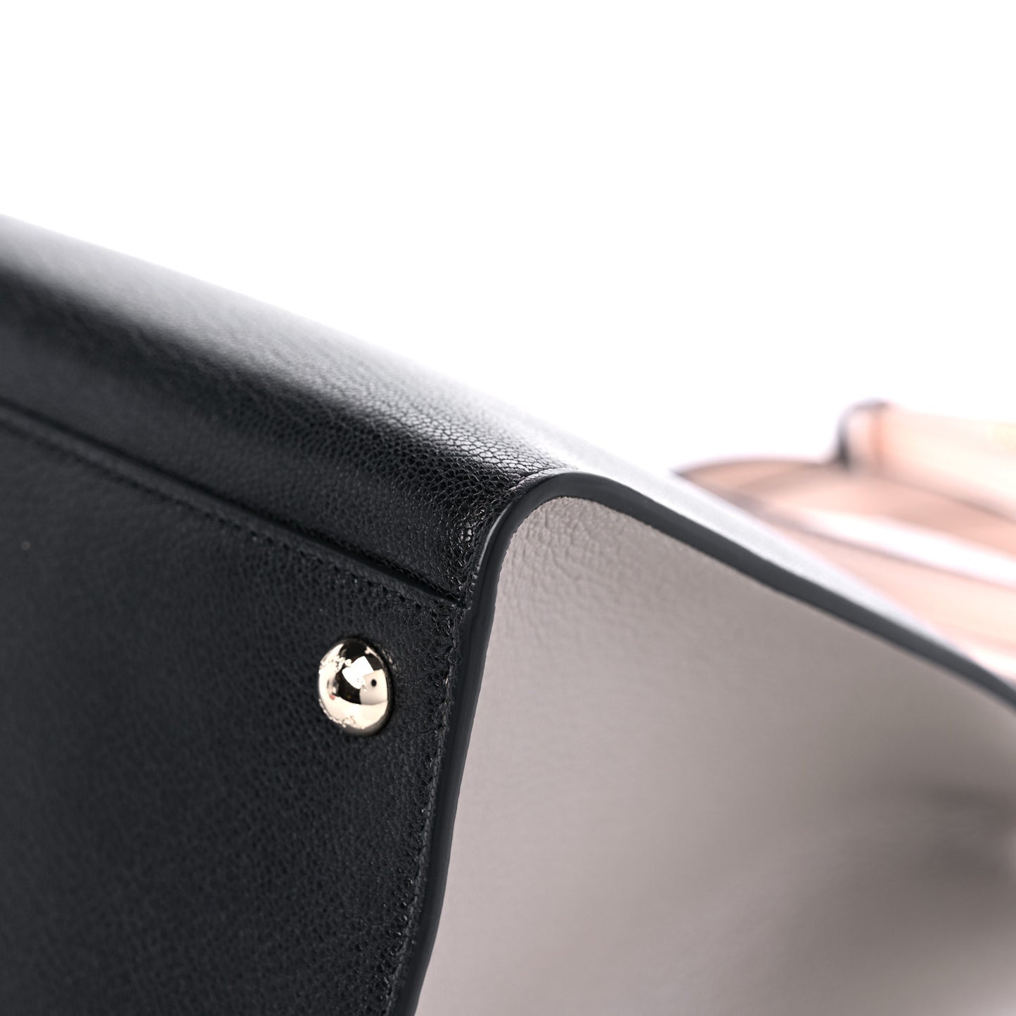 Calfskin Medium Vara Bow Top Handle Tote Black Pink