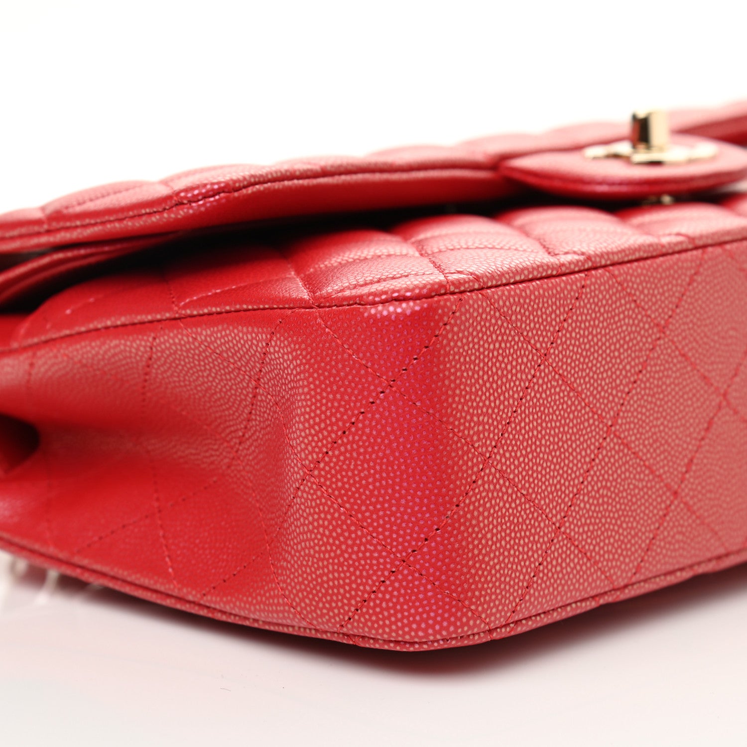 Chanel Iridescent Caviar Quilted Medium Double Flap Red 9 of 12