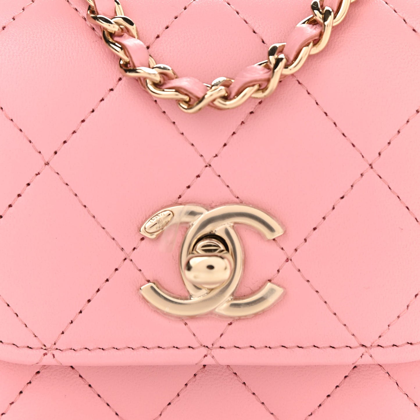 Lambskin Quilted Mini Trendy CC Clutch With Chain Pink
