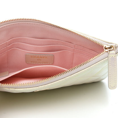 Chanel Iridescent Lambskin Quilted Cosmetic Case Ivory 5 of 8