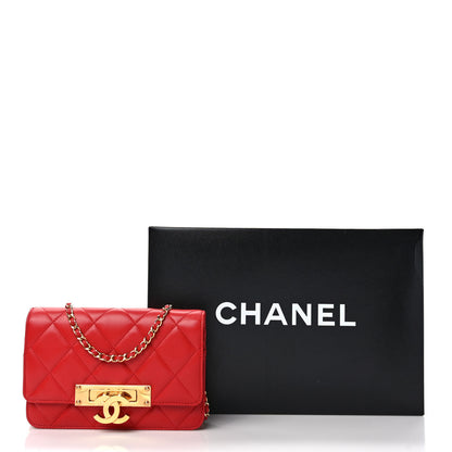Chanel Lambskin Quilted Golden Class Wallet on Chain WOC Red 12 of 12