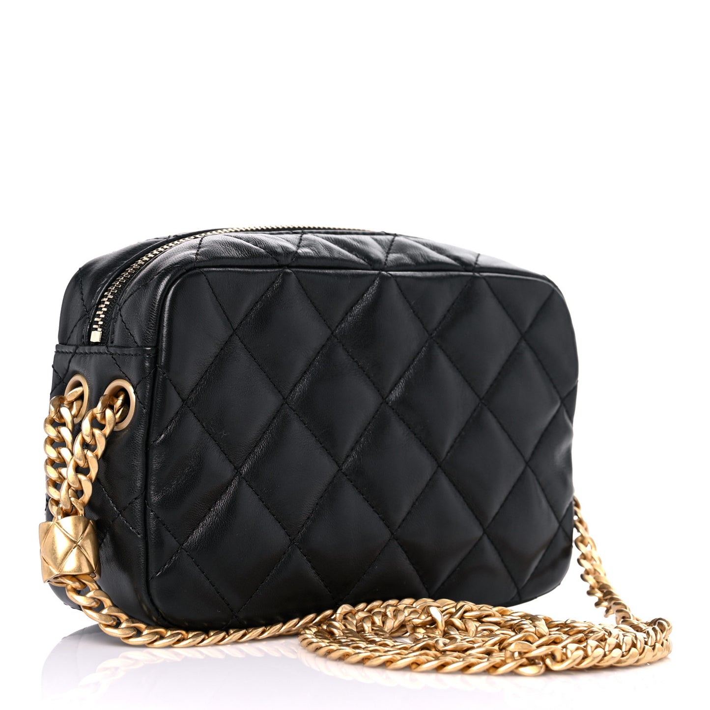 Lambskin Quilted Mini Pillow Crush Camera Case Black