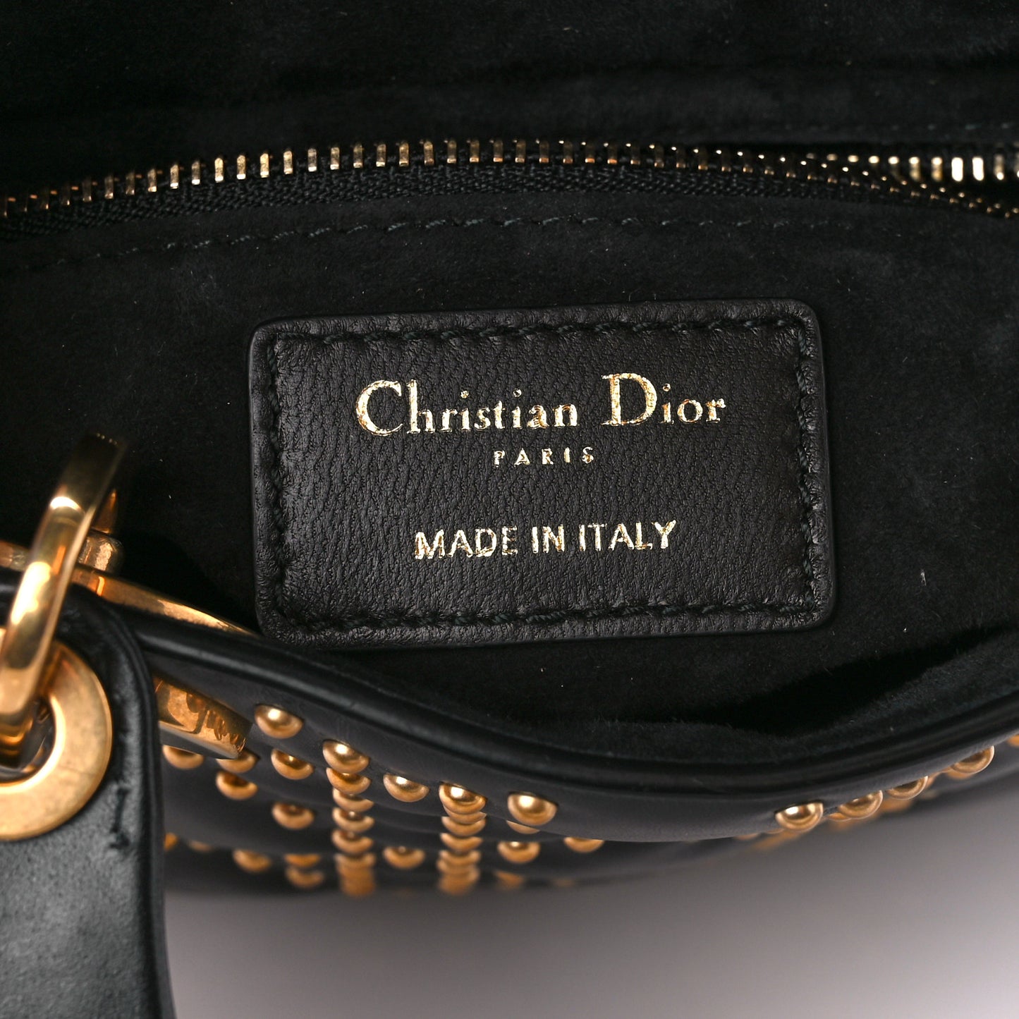 Lambskin Studded Mini Supple Lady Dior Black