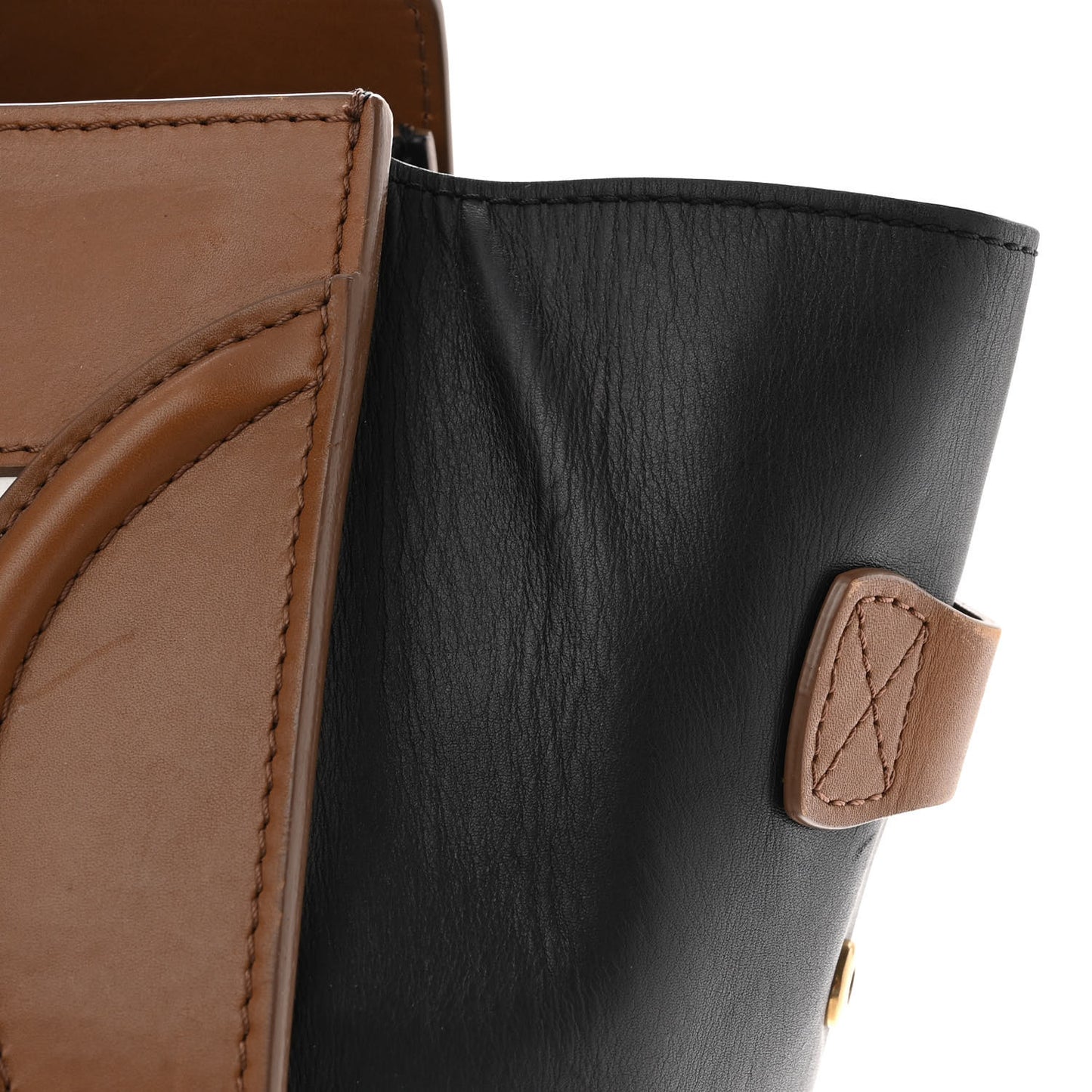 Satin Calfskin Mini Tri-Color Luggage White Brown