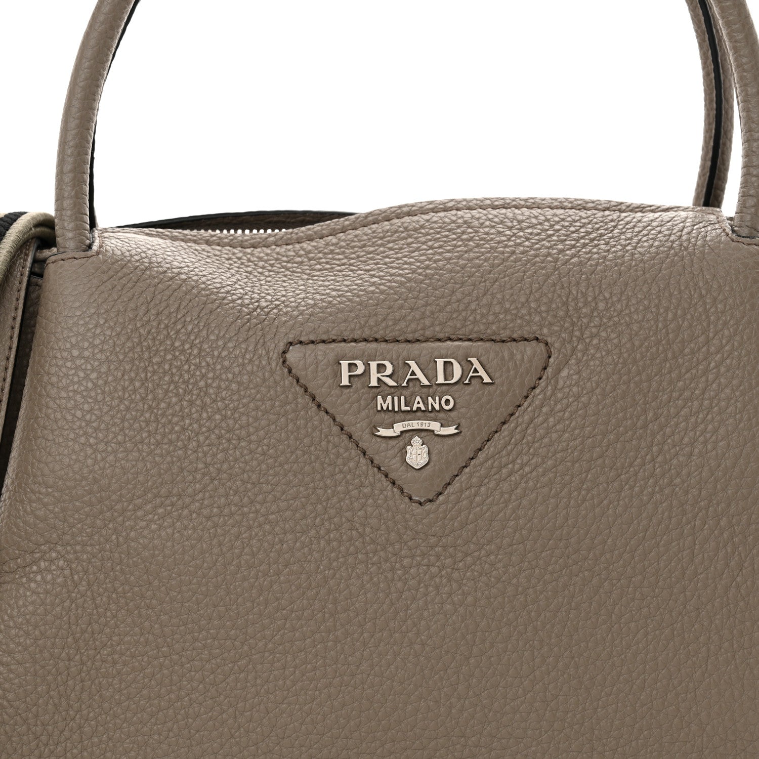 Prada Vitello Daino Soft Medium Zippered Top Handle Bag Argilla 7 of 10