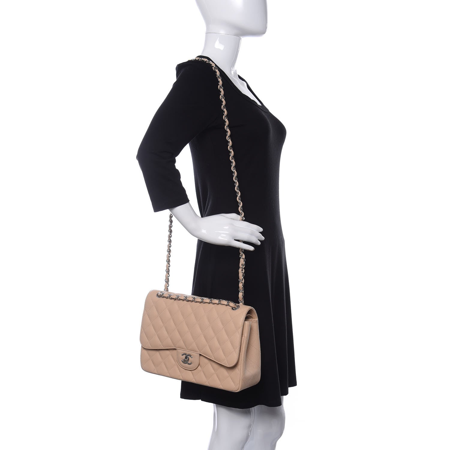 Chanel Caviar Quilted Jumbo Double Flap Beige Clair 2 of 10