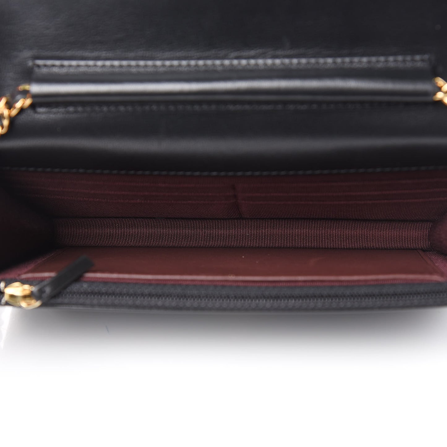 Lambskin Quilted Wallet On Chain WOC Black