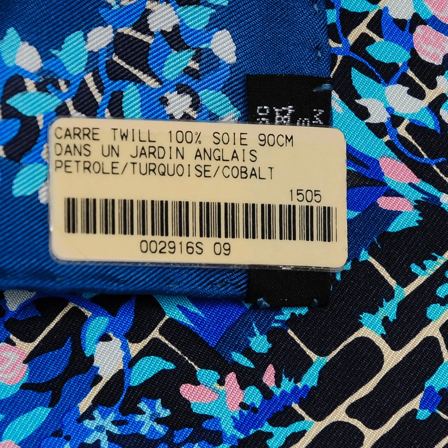 Silk Dans Un Jardin Anglais Scarf 90 Petrole Turquoise Cobalt