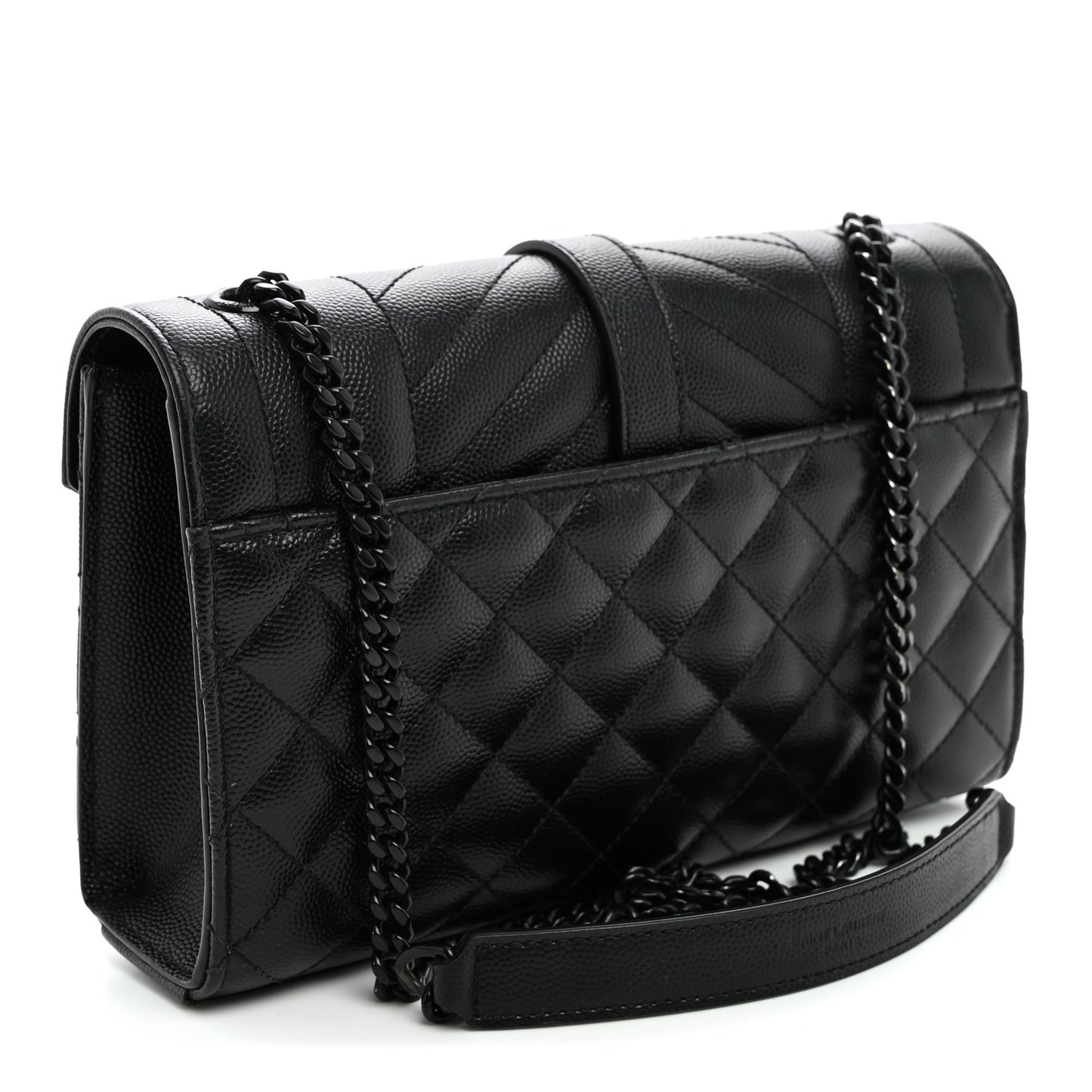 Grain De Poudre Textured Mixed Matelasse Triquilt Small Monogram Monochrome Satchel Black