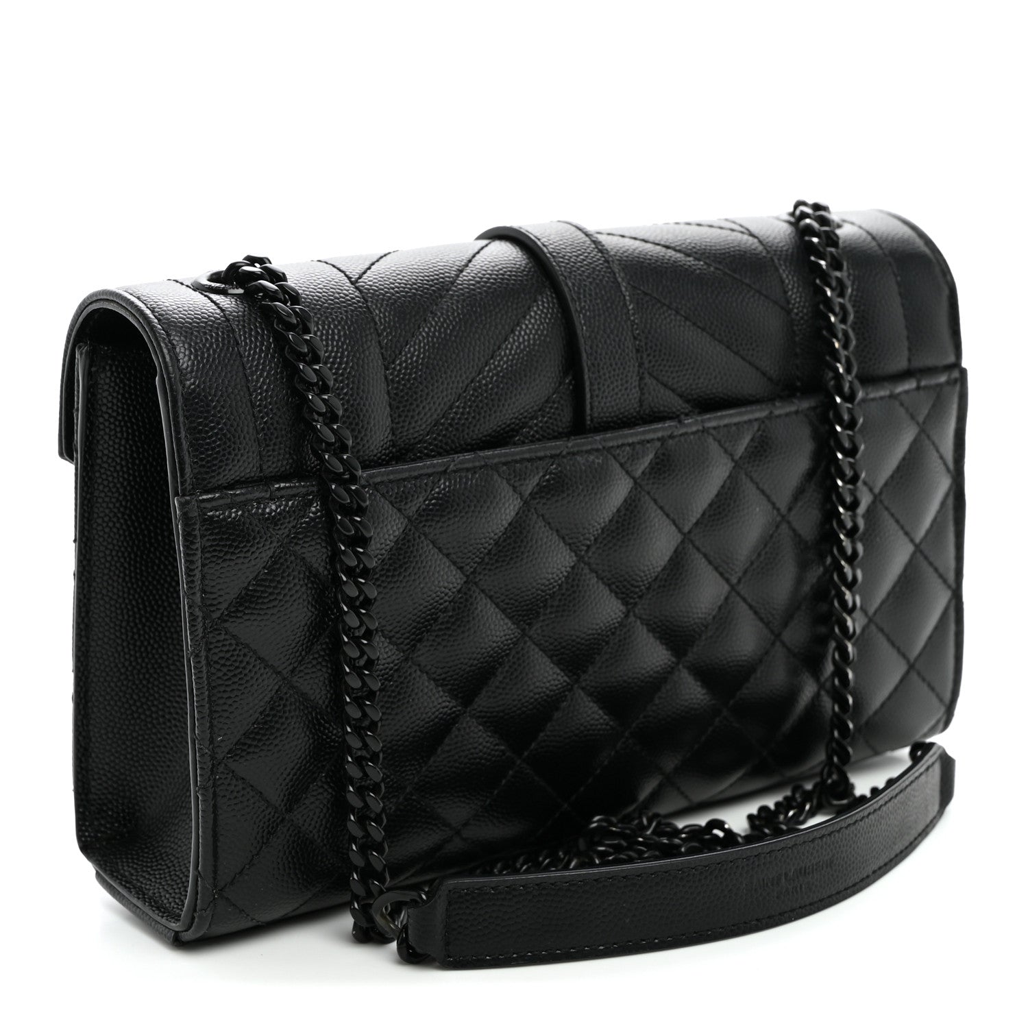Saint Laurent Grain De Poudre Textured Mixed Matelasse Triquilt Small Monogram Monochrome Satchel Black 3 of 9