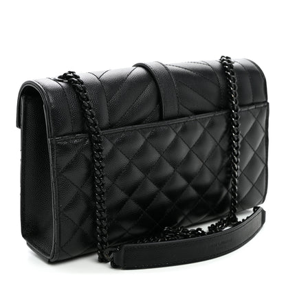 Saint Laurent Grain De Poudre Textured Mixed Matelasse Triquilt Small Monogram Monochrome Satchel Black 3 of 9