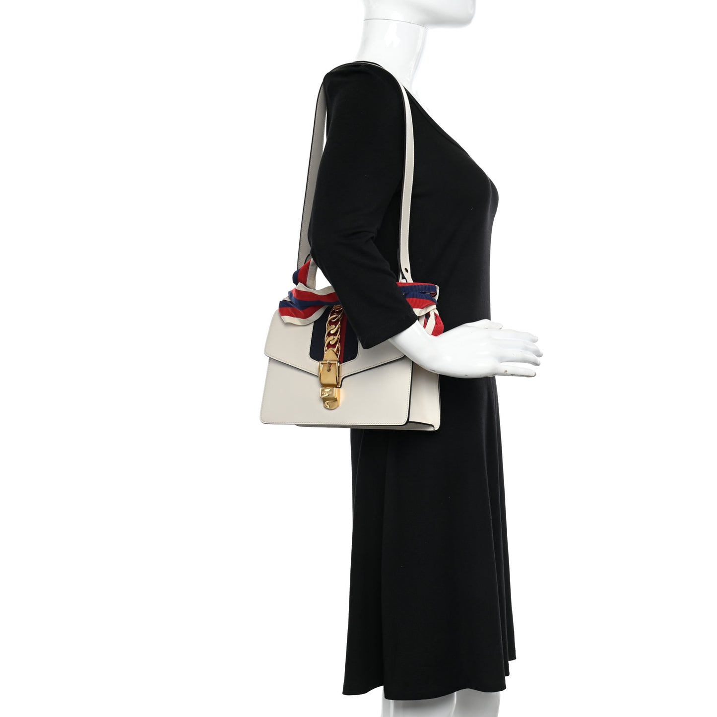 Calfskin Small Sylvie Shoulder Bag Off White