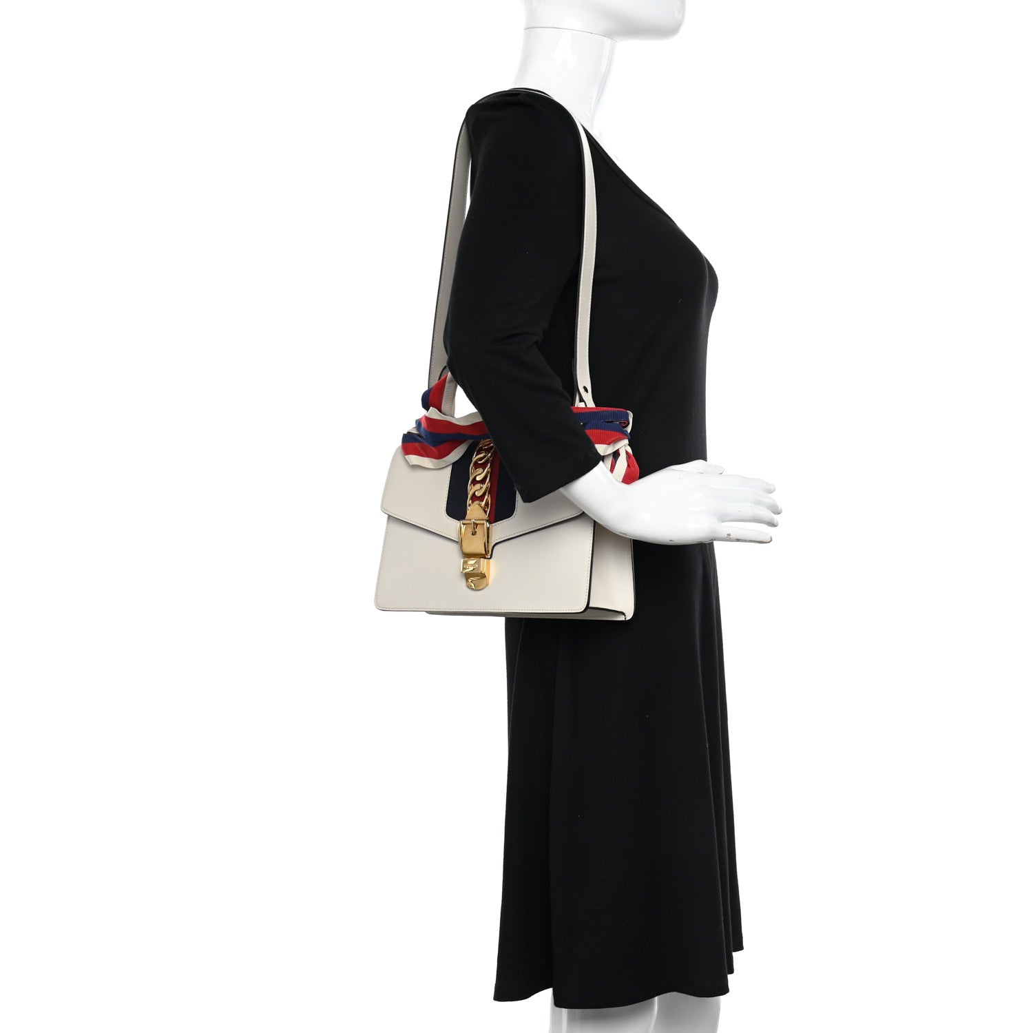Gucci Calfskin Small Sylvie Shoulder Bag Off White 2 of 13
