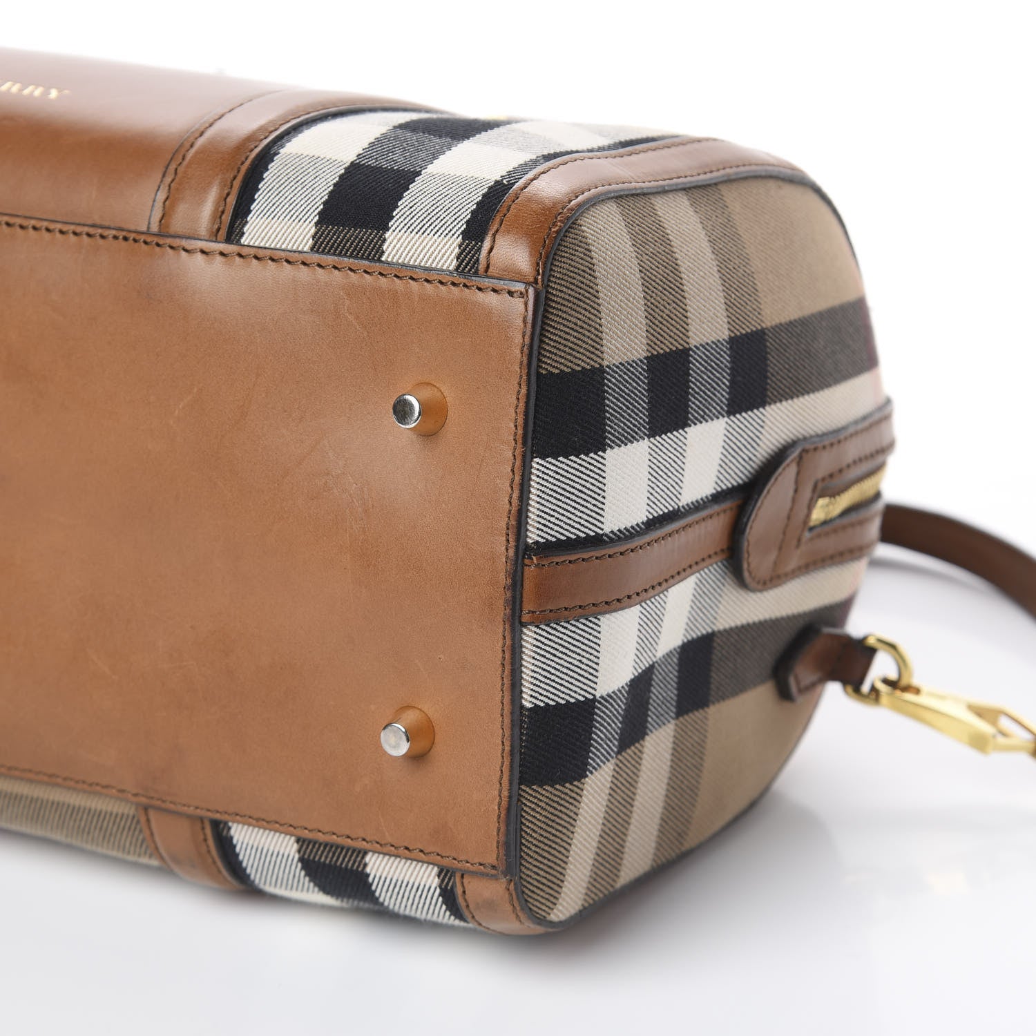 Burberry House Check Medium Alchester Bowling Bag Tan 9 of 9